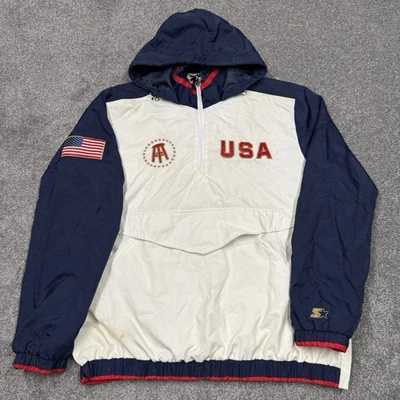 Barstool Deportes Starter Chaqueta Hombres Abrigo Vintage Retro Juegos Olímpicos EE. UU. Pullover Foto 1 de 4