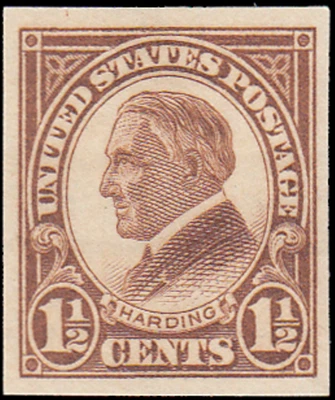 Марка США NO631 — 1926 11⁄2¢ Warren G. Harding, EzGrade™ F, MNH, OG, Imperforate - Изображение 1 из 3