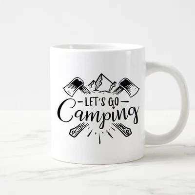 Taza de café Lets Go camping aventura senderismo viaje naturaleza regalo taza de cerámica Foto 1 de 3