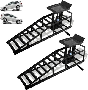 2X Hydraulic Car Ramps 12000LBS Adjustable Lift Jack Heavy Duty Auto Ramp Set - Picture 1 of 8
