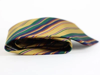 Aquascutum Лондона все шелк золото зеленый красный фиолетовый синий в полоску сделано в США - Изображение 1 из 4