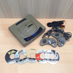 Sega Saturn Console bundle with 2 controllers, 5 games & cables Japan Gray