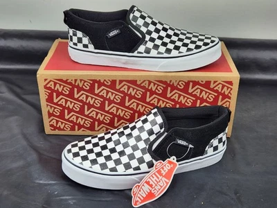 ¡NUEVO! Zapatos de skate Vans Asher Glitter Checkerboard negros/blancos sin cordones talla 5  Foto 1 de 4