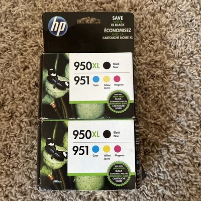 Genuine HP 950XL Black Ink /951 Cyan, Magenta, Yellow,  Ink Cartridges Lot Of 2 - Image 1 of 4