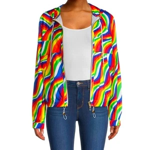 Michael Kors Rainbow Neon windbreaker Jacket Size XS and SMALL - Picture 1 of 16