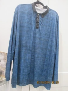 Herren blau und schwarz Langarm Kragen Hemd 5XL - Bild 1 von 5
