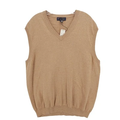 NWT BROOKS BROTHERS Light Brown 100% Supima Cotton V-Neck Sweater Vest Men's XXL - Image 1 of 4