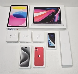 Zestaw 9 PUSTYCH oryginalnych pudełek produktu Apple: MacBook Pro, iPad, AirPods, iPhone - Zdjęcie 1 z 18