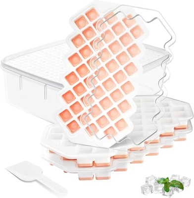 Nueva Bandeja para Cubitos de Hielo con Tapa y Cubo, Paquete de 3 Bandejas para Cubitos de Hielo de Plástico de Silicona para F Foto 1 de 4