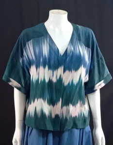 Jaeger Silk Viscose Blend Hidden Button Blouse Abstract Print UK 16 EU 44 - Picture 1 of 8