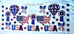 Stars & Stripes Appliques Fabric Sewing Panel Pattern New - Picture 1 of 3