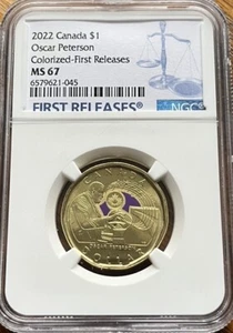 2022 CANADA $1 Dollar - NGC MS67 - OSCAR PETERSON - COLOURIZED - First Releases - Bild 1 von 2