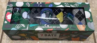 Paquete de 7 calcetines temáticos de golf 7 días por Orrsum caja de regalo conjunto talla EE. UU. 8-12 Foto 1 de 4