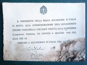 Reale Accademia d'Italia commemorazione Cesare Pascarella autografo Ugo Ojetti - Foto 1 di 2