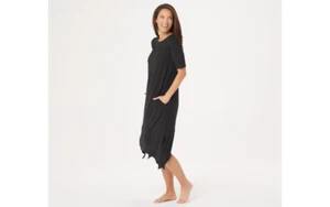 Cuddl Duds Petite Flexwear Mangas Codo Dobladillo Arco Iris Vestido Lounge Negro PL A34959 - Imagen 1 de 6