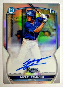 2023 Bowman Chrome Miguel Tamares 1st Bowman Auto Refractor Tampa Bay Rays /499