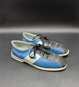Scarpe da bowling Linds blu e nere con suola in pelle taglia 9 - Foto 1 di 8