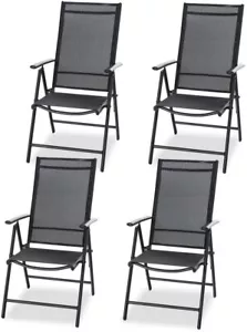 Patio Chairs Set of 4 Folding Chair Adjustable Portable Outdoor Chair - Picture 1 of 22