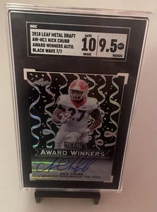 Nick Chubb Leaf Draft AW-NC1 Award Winners Black Wave /7 Sgc 9.5 Auto 10 - Picture 1 of 2
