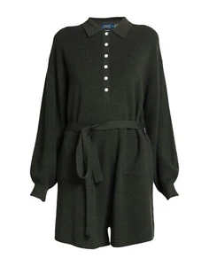 $398 New POLO RALPH LAUREN Dark Green 100% MERINO WOOL Rib-Knit ROMPER XS S M - Picture 1 of 13