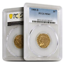 Presale $5 Indian Gold Half Eagle Coin (MS61, Random)