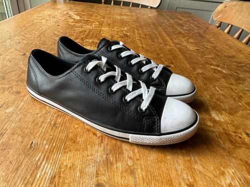 DONNA CONVERSE SCARPE DA GINNASTICA NERE IN PELLE UK 6 5 SCARPE STRINGATE