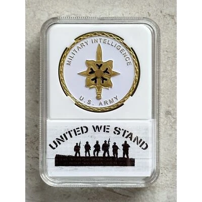 US Army MILITARY INTELLIGENCE Challenge Coin With Case - Image 1 of 2