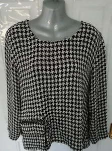 MASAI Gr. S schwarz weiß dick strukturiert Dogtooth Lagenlook Bluse Top Tasche - Bild 1 von 8