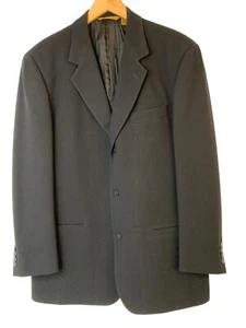 VTG 90s Donna Karen Mens Jet Black Wool Blazer Jacket Italy Cuffable RA10085 - Picture 1 of 9