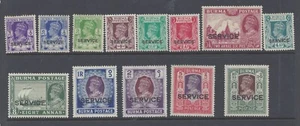 BURMA GVI 1939 OFFIZIELLES SET MIT 13 NEUWERTIG SCHARNIERT/NIE SCHARNIERT SG O15/O27 - Bild 1 von 2