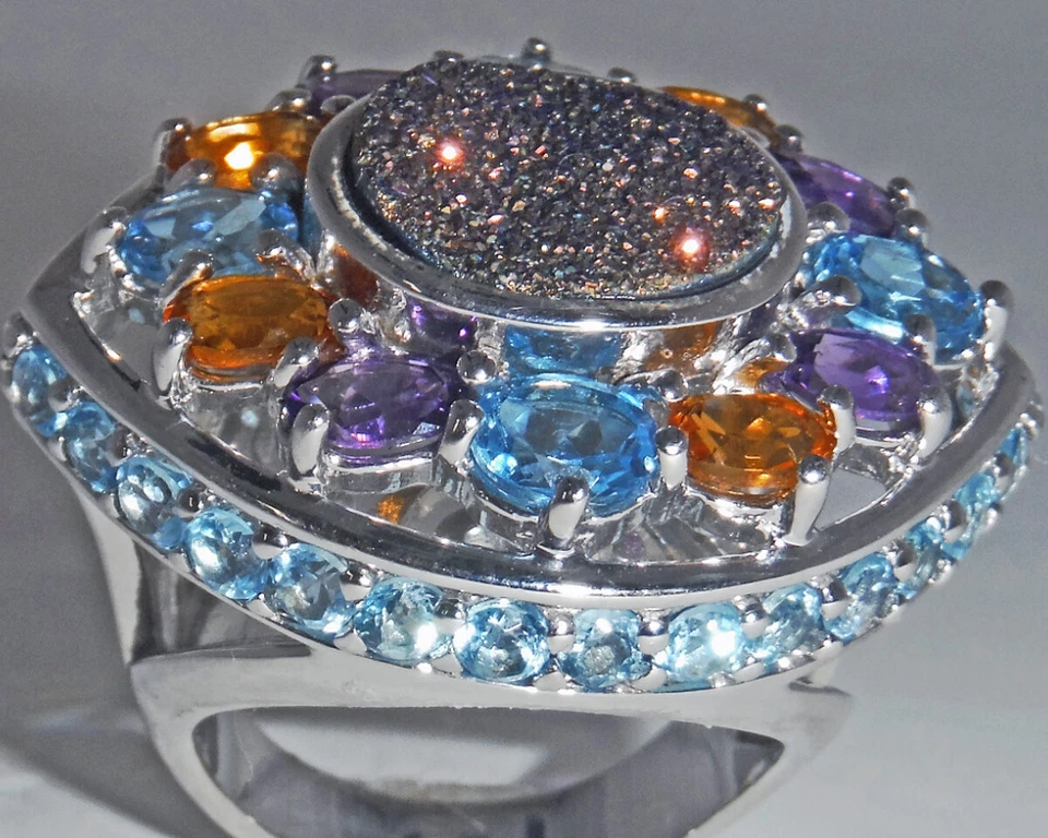 Anillo Sima K DRUSY Zafiro Púrpura DRUZY Plata Esterlina Zafiros 6 Foto 1 de 4