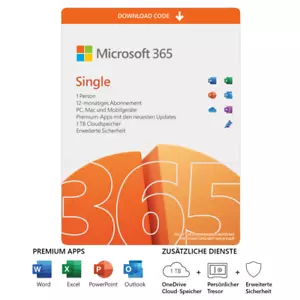 Microsoft 365 Single | Office | 1 Nutzer (5 Geräte)| 1 Jahr | Code per eMail|ESD - Bild 1 von 3