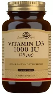 Solgar Vitamin D3 1000IU 250 Softgels - Picture 1 of 4