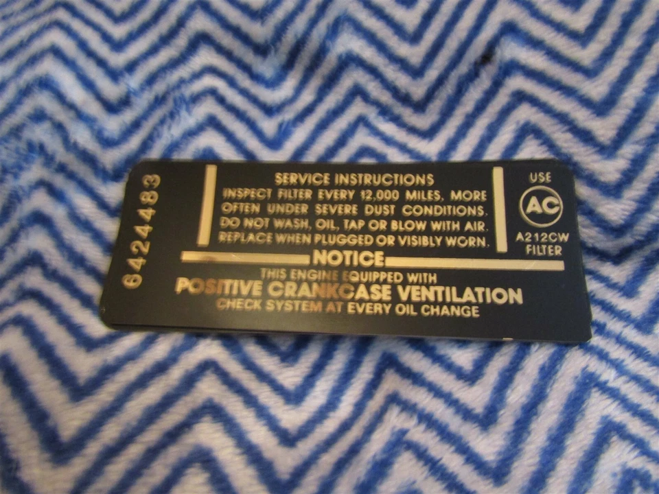 Chevrolet Camaro Corvette Chevelle Impala 350 1967 295 hp filtro de aire base calcomanía Foto 1 de 1