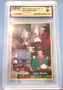 RARE 2001 LEGENDS SPORTS MAGAZINE VOL. 13 GRAND SLAM CARD TIGER WOODS RC MINT 9 - Picture 1 of 1