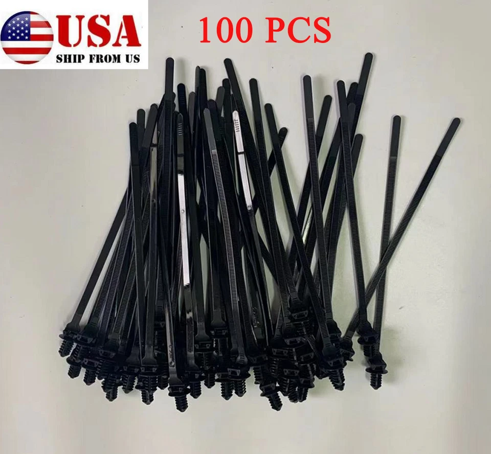 100*Съемных нейлоновых автомобильных крепежных деталей для крепления кабеля на молнии ремня зажимы для крепления - Изображение 1 из 4