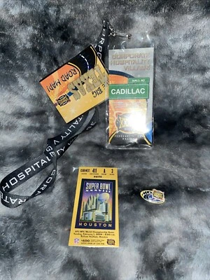 Super Bowl XXXVIII Ticket Pin And Lanyard Lot - Image 1 of 4