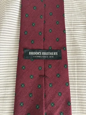 复古 Brooks Brothers 羊毛 Challis 栗色绿色图案领带 — 第 1/4 张图片