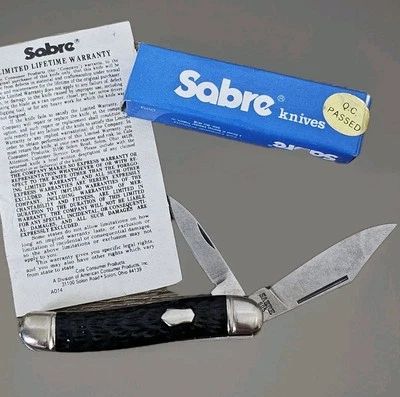 Navaja de Bolsillo Plegable Modelo 605 De Colección Sabre 2 Hojas NUEVA EN CAJA con Papeles Pluma Cuchillo Foto 1 de 4