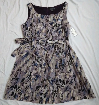 Nuevo con etiquetas Vestido Jessica Howard Púrpura Azul Volantes Midi Sin Mangas Para Mujer 24W Foto 1 de 4