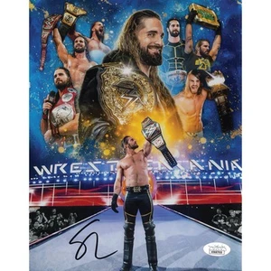 Promoción JSA Autografiada Seth Rollins Metálica 8x10 - Firmada a Mano Lucha Profesional Mundial - Imagen 1 de 1