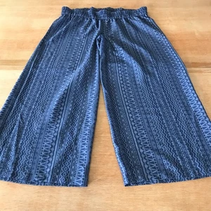 Prana Kiran Culotte Wide Leg Pant Women XS Blue Geometric Mid Rise Elastic Waist - Picture 1 of 9