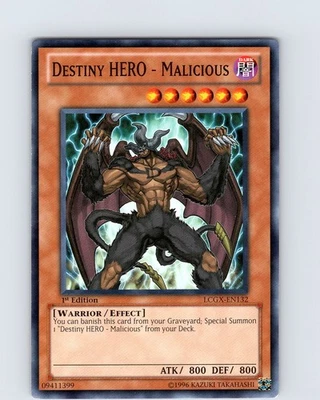 Yu-Gi-Oh TCG Destiny HERO - Malicious LCGX-EN132 1st Edition Common Card NM - Image 1 of 2