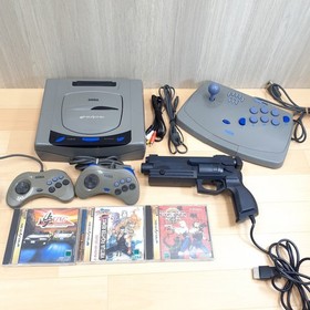 Sega Saturn Gray Console with Virtua Stick, Virtua Gun Controller & 3 Games JPN