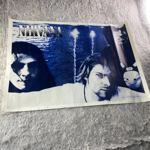 Vintage Nirvana Poster All Apologies Blue Black White Grunge Band Kurt Cobain - Picture 1 of 23