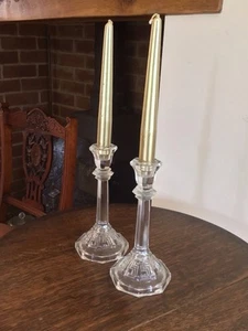 Pair Art Deco Vintage candlesticks Candle Holders Gardenia Column - Picture 1 of 13