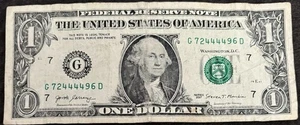 2017 Chicago $1 Bill Quad Solid 4444’s Fancy Numbers Note - Picture 1 of 2