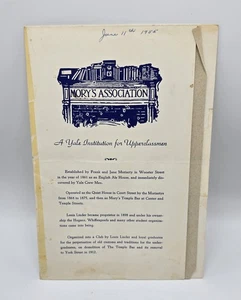 The Mory’s Association - 1955 Abendessen Menü Weinkarte - Yale University - Bild 1 von 7