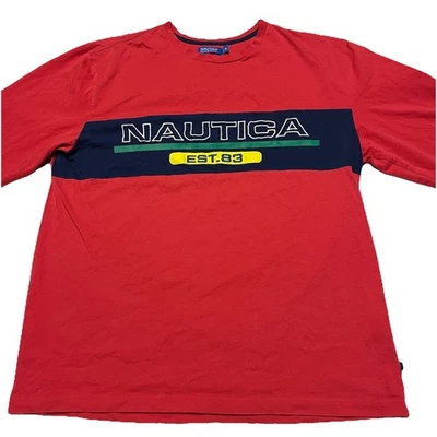Camiseta Nautica Vintage Para Hombre Y2K Roja Manga Larga Gráfica XL Foto 1 de 4