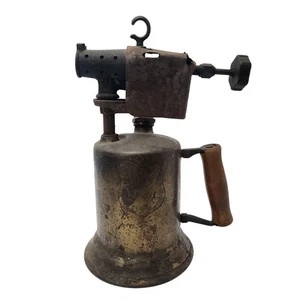Vintage Clayton & Lambert Brass Blow Torch Blowlamp Detroit USA Wood Handle - Picture 1 of 20